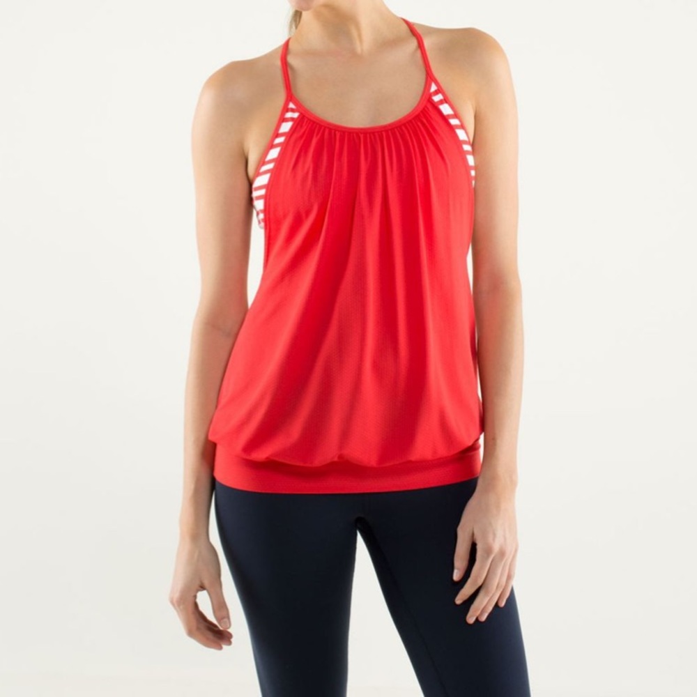 Lululemon No Limits Tank Twin Stripe Love Red - 4